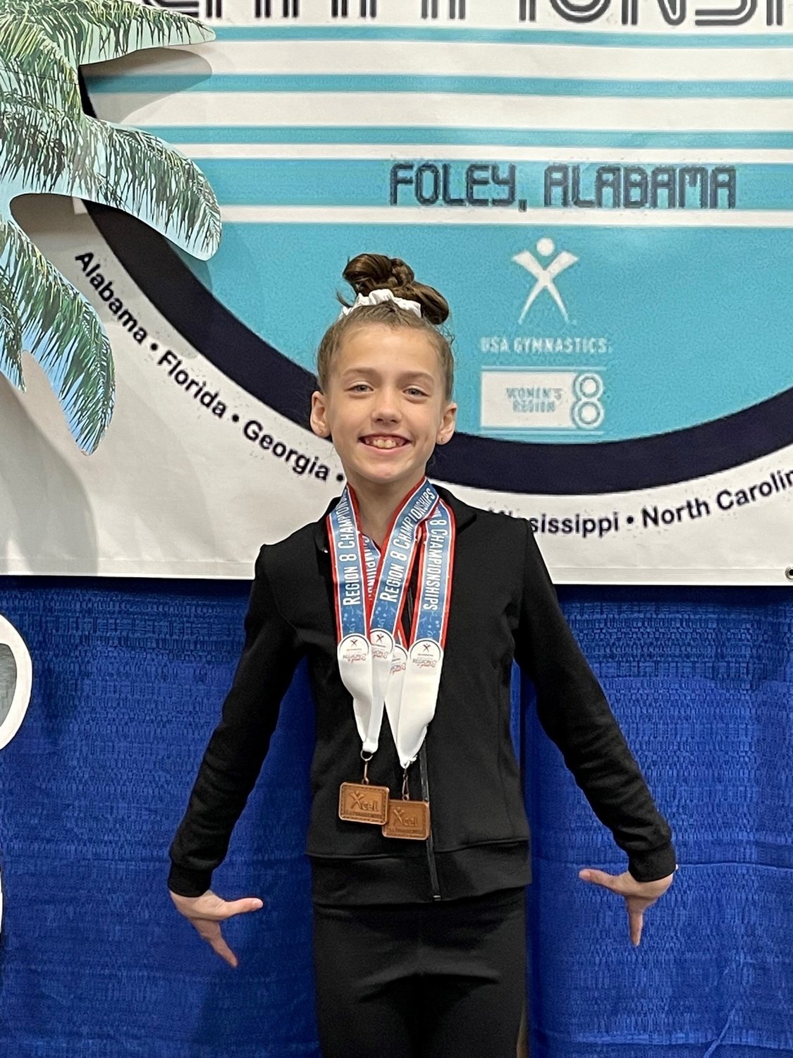 Eastern Shore Gymnastics Academy gymnast Rylee Cumpston, age 10 of Spanish Fort placed sixth on the balance beam as Xcel Platinum.