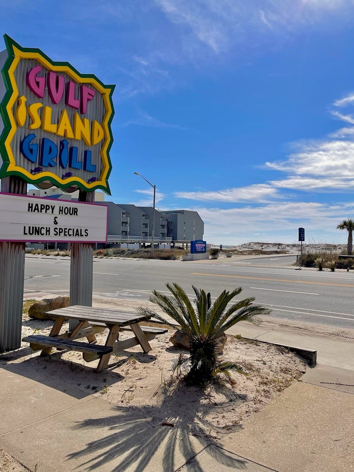 The Gulf Island Grill's menu has a wide range to please everyone in your party and is only a short walk away from the Gulf Place Public Beach area.