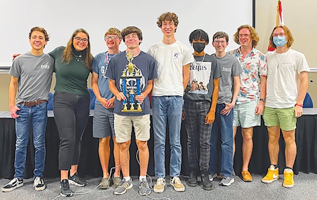 Daphne High School also won first place in the varsity high school division. The team included from left: JB Bellew, Maren Fagan, Logan Ling, Thomas Walding, John Price, Tylon Quaites, Tucker Brown, Jake Culbertson and Aidan Mercer.