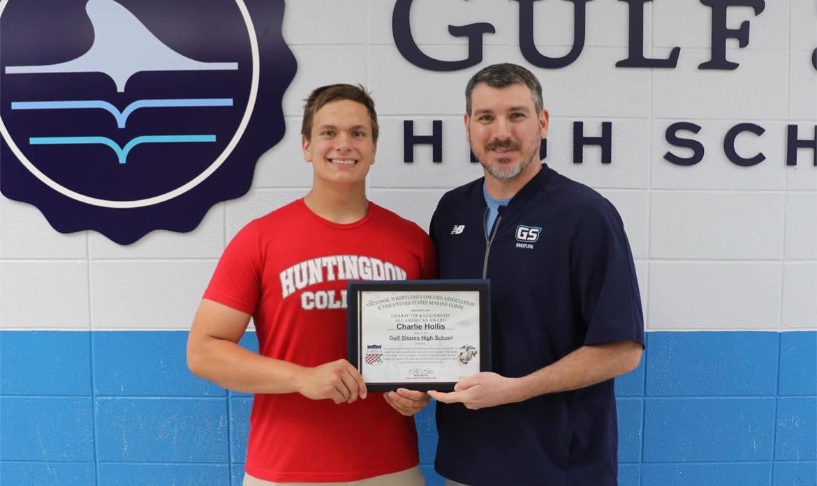 Gulf Shores senior Charlie Hollis was one of 26 Alabama wrestlers bestowed with the National Wrestling Coaches Association and U.S. Marine Corps' Character & Leadership All-American Award.