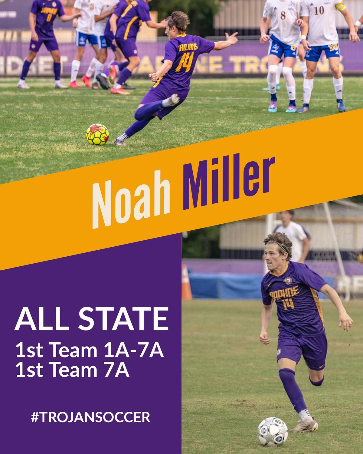 Trojan senior Noah Miller was one of two to represent state champion Daphne on the Super All-State team and Class 7A first-team all-state.