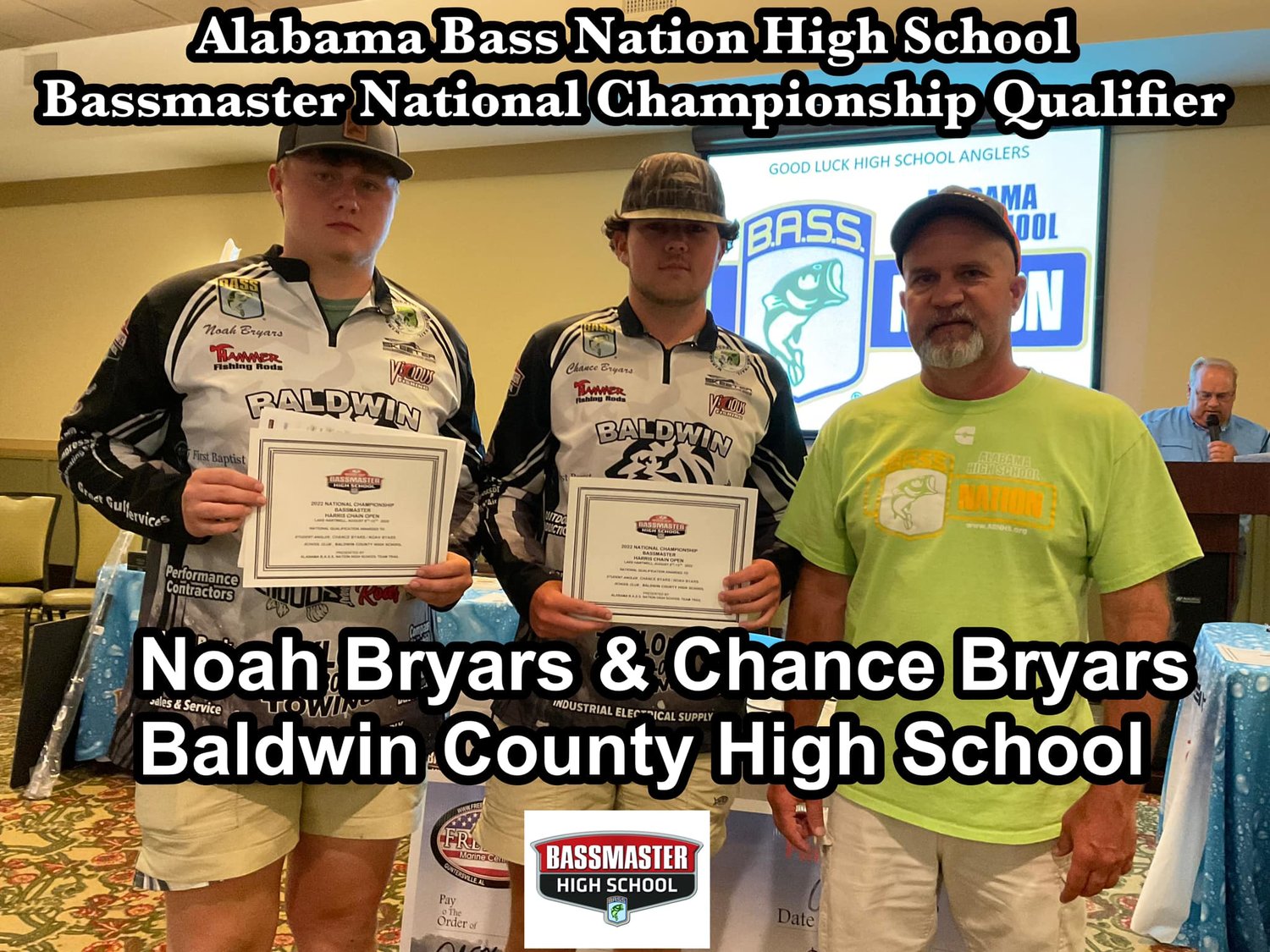 Noah and Chance Bryars are one of two Baldwin County High School duos to qualify for the  Alabama Bass Nation High School Bassmaster National Championship.