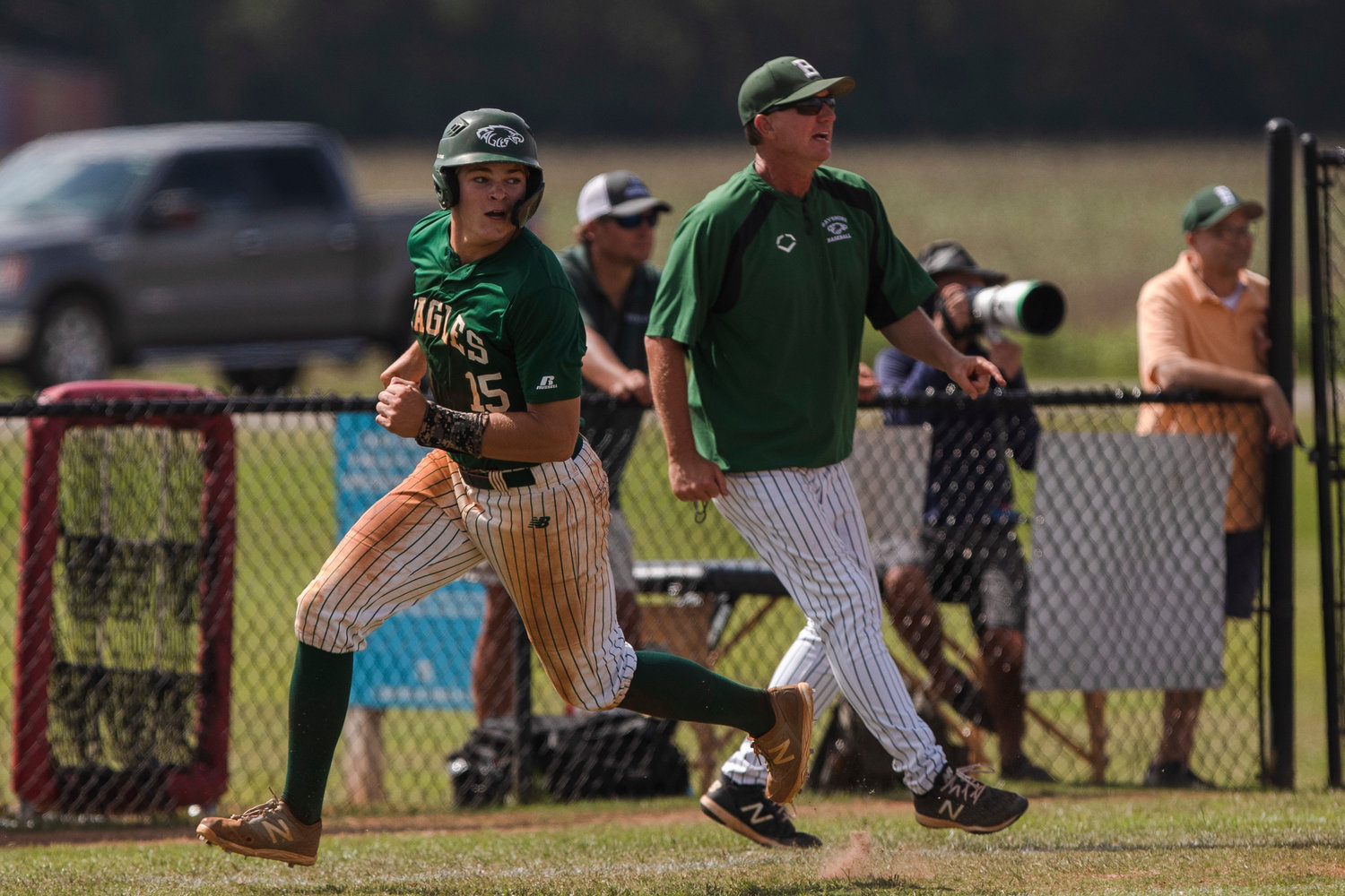 Bayshore Christian junior John Malone rounds third and heads home to score a run for the Eagles during the state quarterfinal series against the Berry Wildcats May 5 at Coastal Church in Daphne. Malone was named the Class 1A Player of the Year for the second year in a row.