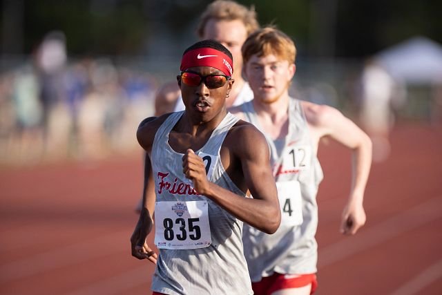 Friends University’s Jadon Davis competes in the 5000-meter racewalk during the 2021 NAIA Men’s Outdoor Track & Field National Championships at Mickey Miller Blackwell Stadium at the Gulf Shores Sportsplex. The 2022 championships were held Memorial Day weekend as part of the busy month of May that precedes the summer beach season.