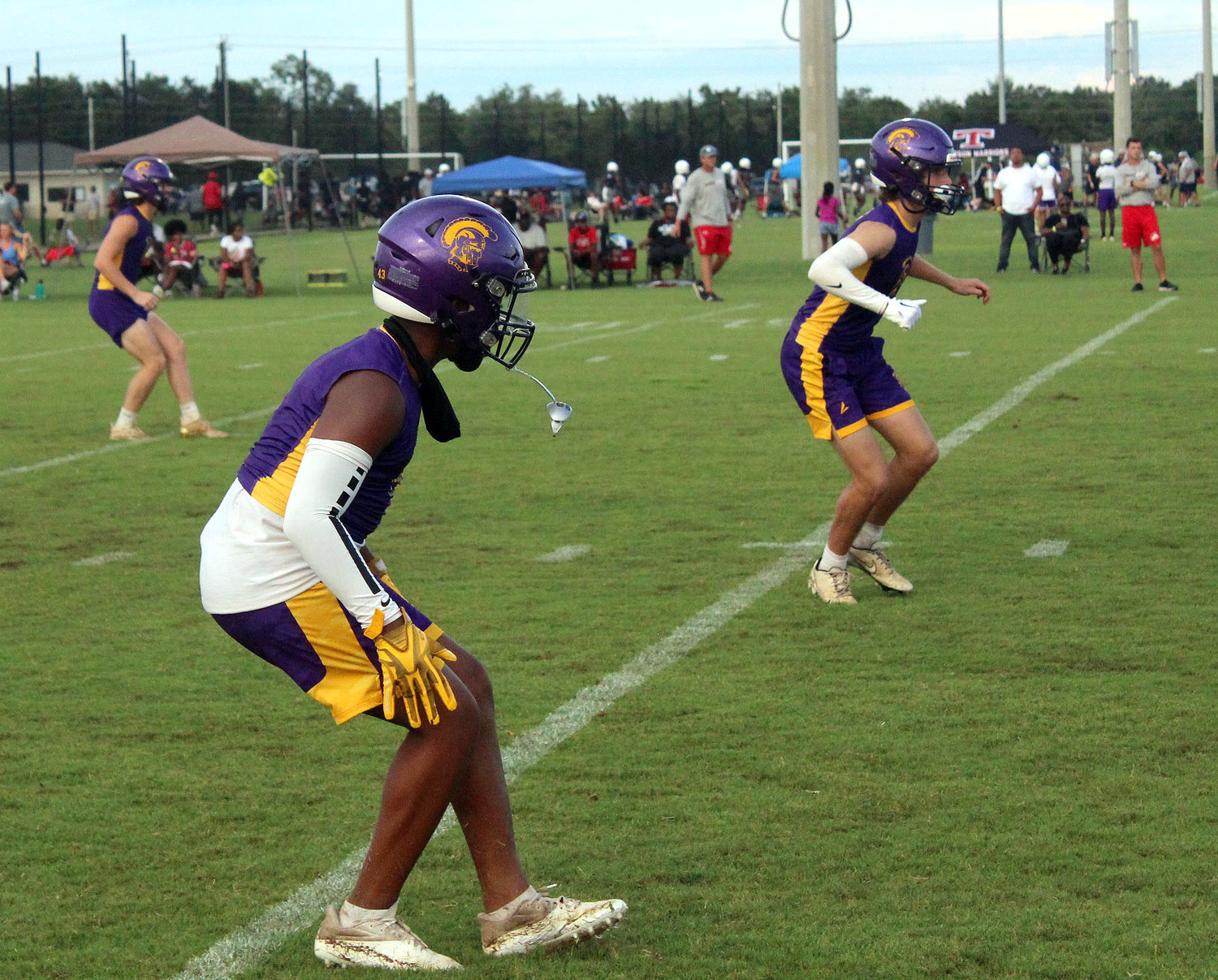 The Daphne Trojans brought a pair of teams to the Foley Sports Tourism Complex for the annual 7-on-7 Showdown. Pictured is the Daphne 2 team in action against the Hewitt-Trussville Huskies on day one of competition June 29.