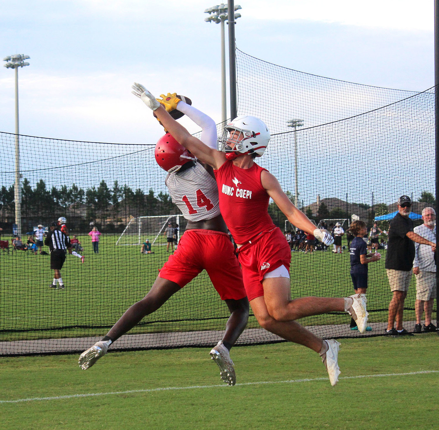 Nearly two dozen teams competed in the Foley 7-on-7 Showdown at the Foley Sports Tourism Complex last week at OWA. The Hewitt-Trussville Huskies and St. Michael Catholic Cardinals competed in Pool 2 on day one of competition last Wednesday, June 29.