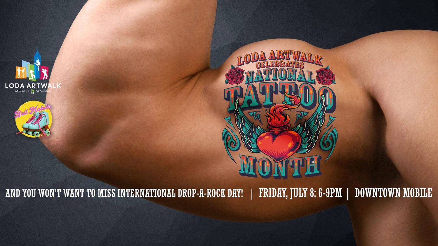 The LoDa Artwalk, national tattoo month and Roll Mobile collide for a fun evening in Bienville Square and downtown Mobile.