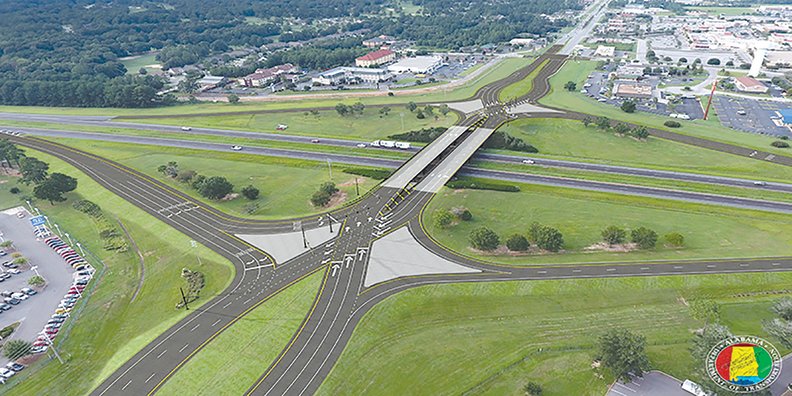 Crash data collected at the intersection of I-10 and Alabama 181 in Daphne shows more than a 50% reduction in crashes since the diverging diamond interchange opened two years ago.