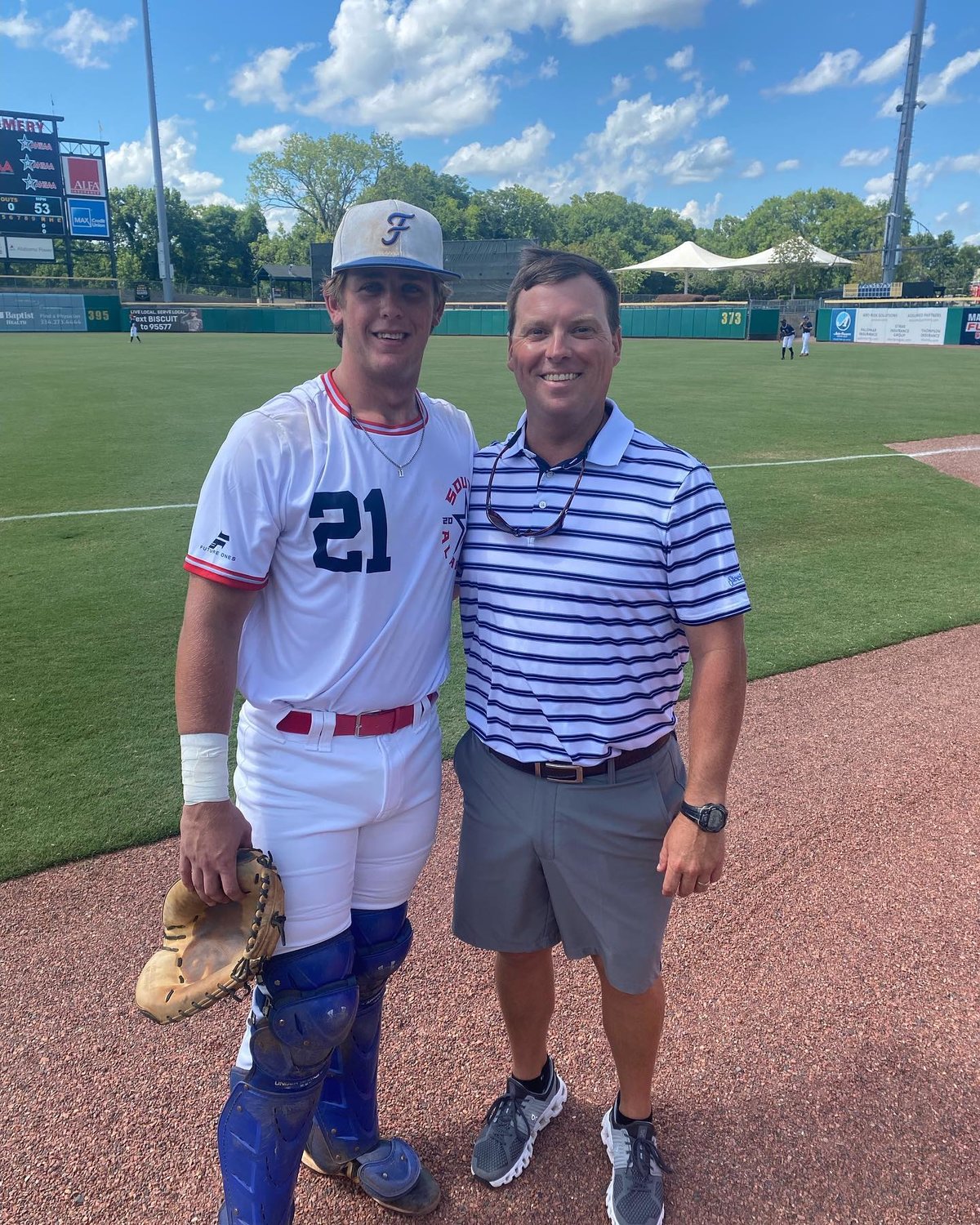 Fairhope’s Hollon Brock was joined by new head coach Kyle Hunter at the Alabama High School Athletic Association’s North-South All-Star Game last Monday, July 18.