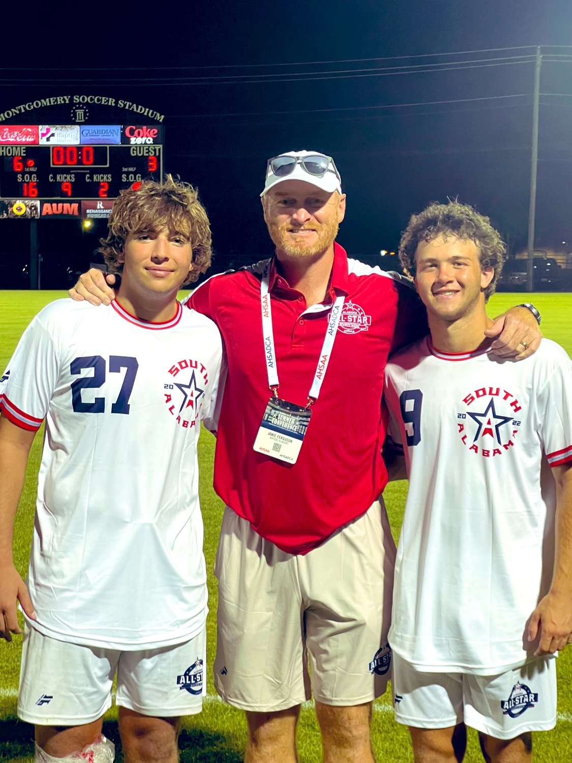 Bayside Academy soccer was represented by goalkeeper Blai Cebrian-Claramunt, head coach Jamie Ferguson and midfielder Joey Jones at the North-South All-Star Game last Wednesday, July 20.