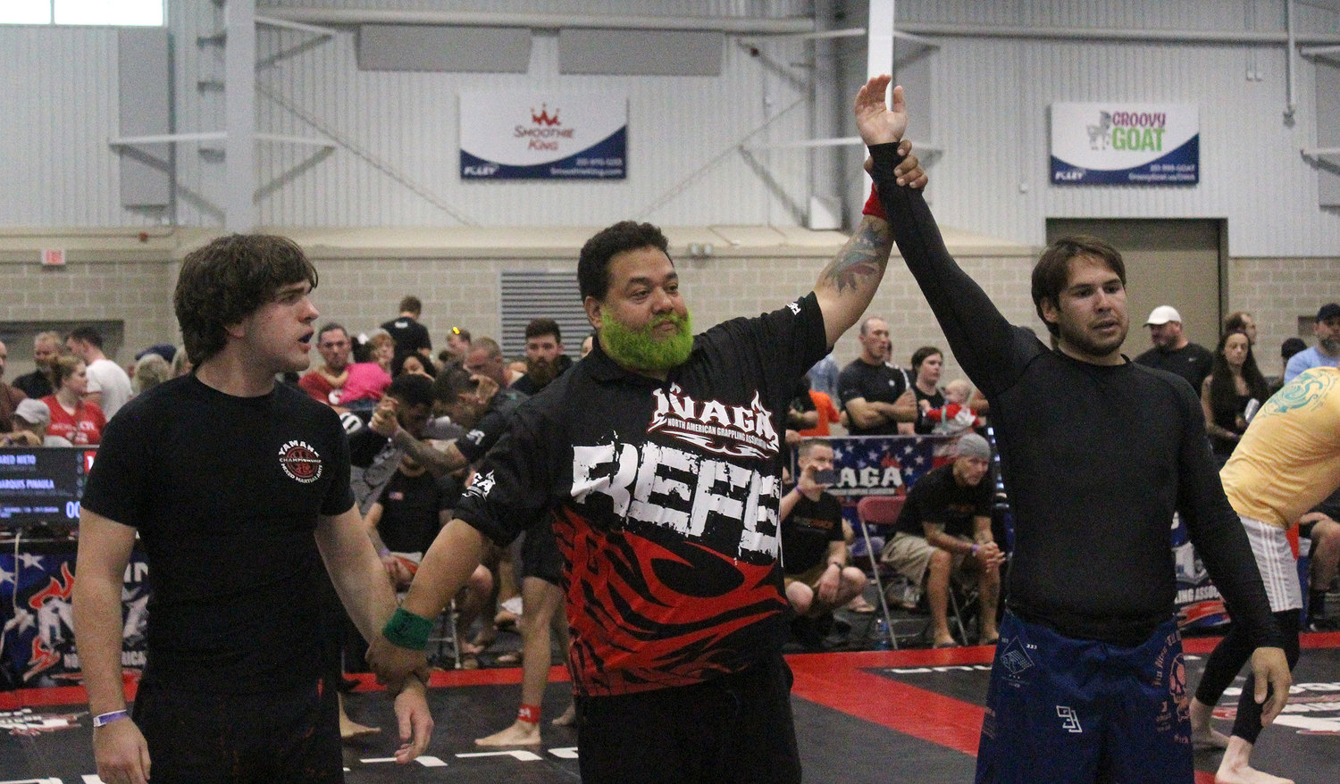 Anthony Elio beat Will Robbins by submission to win gold in the novice cruiser weight division at the U.S. National meet hosted by the North American Grappling Association at the Foley Sports Tourism Complex last Saturday.