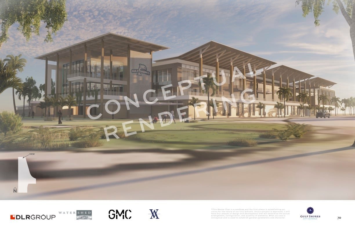A conceptual rendering of the future Gulf Shores High School. (image supplied by Gulf Shores City School System.)
