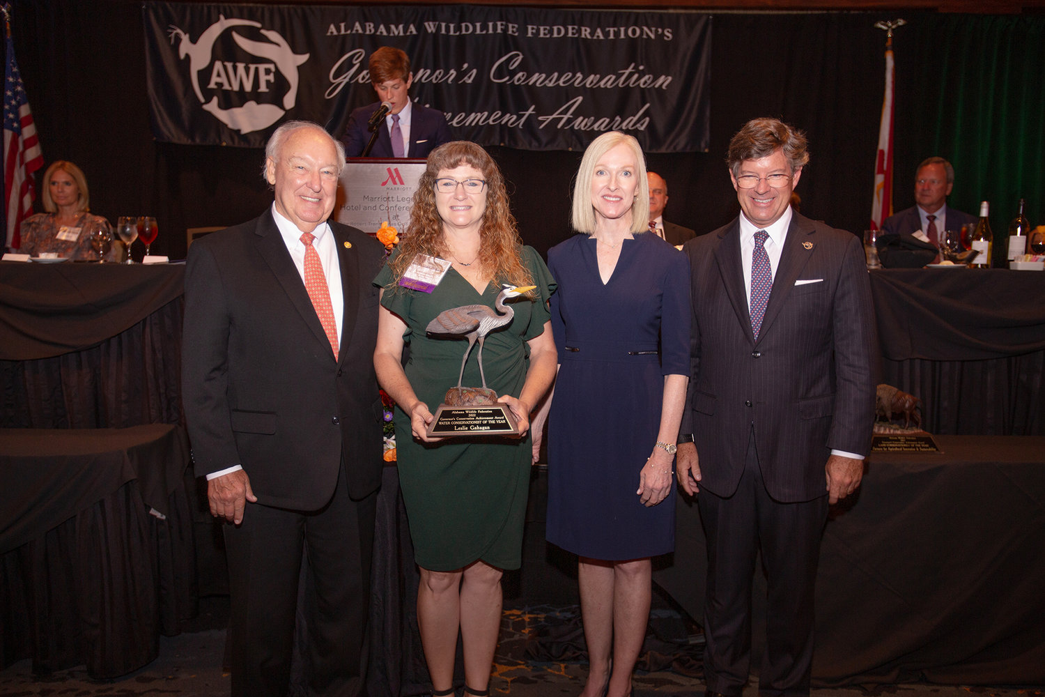 Presenting the award was Horace Horn with PowerSouth Energy; Susan Comensky with Alabama Power Company; and Jesse Vogtle, AWF President.