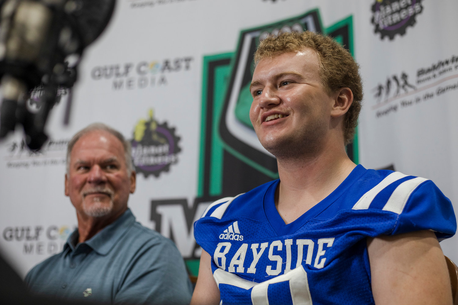 Bayside Academy's Quinn Taylor responds to a question during the first-ever Gulf Coast Media Day event at the Orange Beach Event Center Tuesday, Aug. 16.