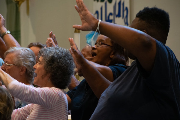 Path to Peace Choir members practice for their first concert since the spread of COVID-19 halted public gatherings. From left are Phyllis Buchholz, Nancy Bolton Beck, Donnis Norman and Larry Broughton.