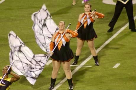Mallory Hastings and Autumn Hardy represented the Baldwin County Tiger Guard during the halftime performance during Sept. 17’s All-South Band Day at the University of Southern Mississippi. The pair also practiced with The Pride Guard and participated in the pregame Eagle Walk.