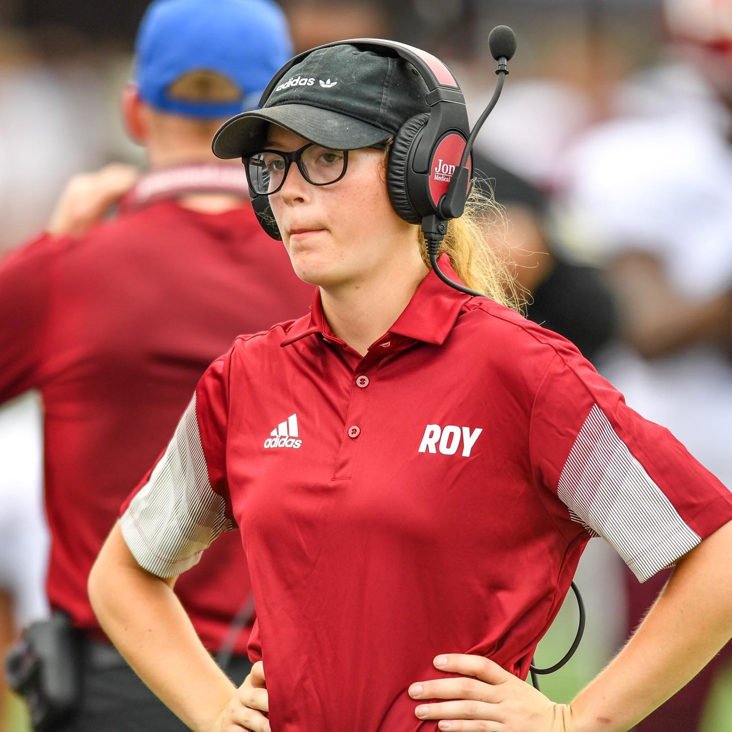 McKenzie Bryant on the sidelines of the Troy Trojans as a student assistant with inside linebackers for the 2022 season. The former Baldwin County High School football manager and Class of 2022’s student president has been living the dream around the sport she loves the most.