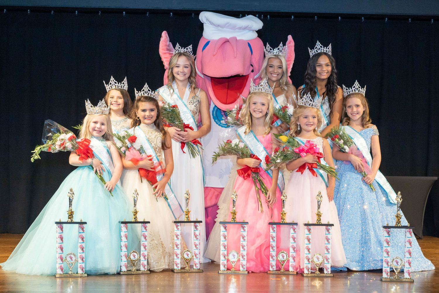 Congratulations to this year's winners: Petite Miss Laura Kate Lee, Little Miss (third grade) Myla Paisley Jones, Petite Miss (second grade) Hilly Katherine Harrell, Teen Miss Sadie Langham, Miss Shrimp Festival Malley Chase Faukner, Junior Miss Khloe Marie Doffee, Young Miss Finley Claire McCay, Tiny Miss Charlotte Louise Peacock, Little Miss Ann-Miller Howe.