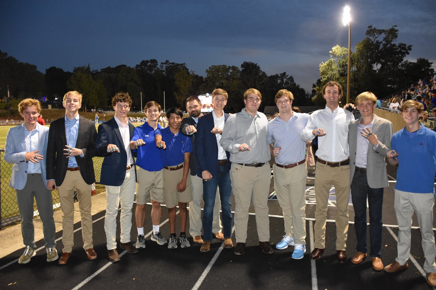 Admiral track and field athletes received their state championship rings during a ceremony before Friday’s football game and were honored for their contributions to the Class 3A team title.