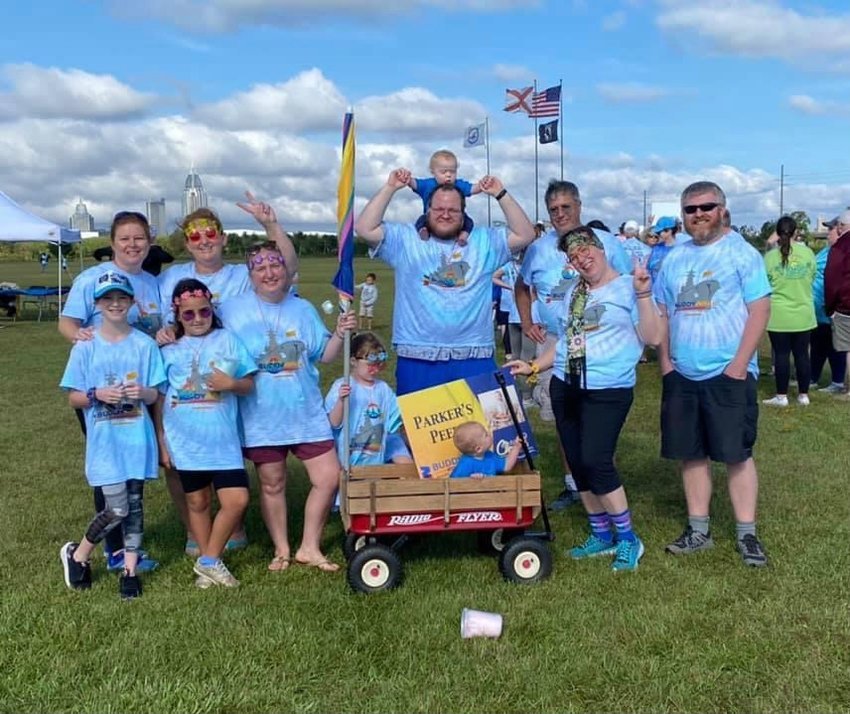 Join the Coastal Alabama Down Syndrome Buddy Walk Oct.21. Have fun and raise money for a great cause.
Pictured is the 2021 Parker's Peeps Team: Front Row from left are Luci LeCroy, Peyton O’Bannon, Mallory Carey, Ella Rose Carey, Parker O’Bannon, Sarah Fischer, Brandon Fischer. Back row from left are Melanie LeCroy, Diana O’Bannon, Christ Carey, Matthew Carey, Kelly O’Bannon.