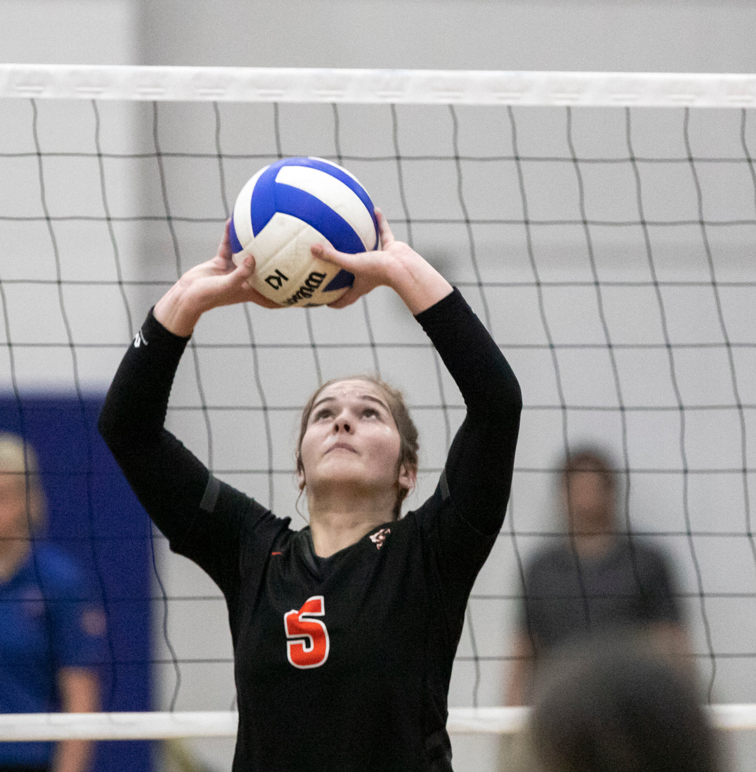 Baldwin County’s Saylor Bryant looks in a pass during the Lady Tigers’ Class 6A Area 2 tournament match against Bayside Academy Oct. 13, 2022, in Daphne. Bryant was one of two Tigers named all-county by Baldwin County Public Schools following the season.