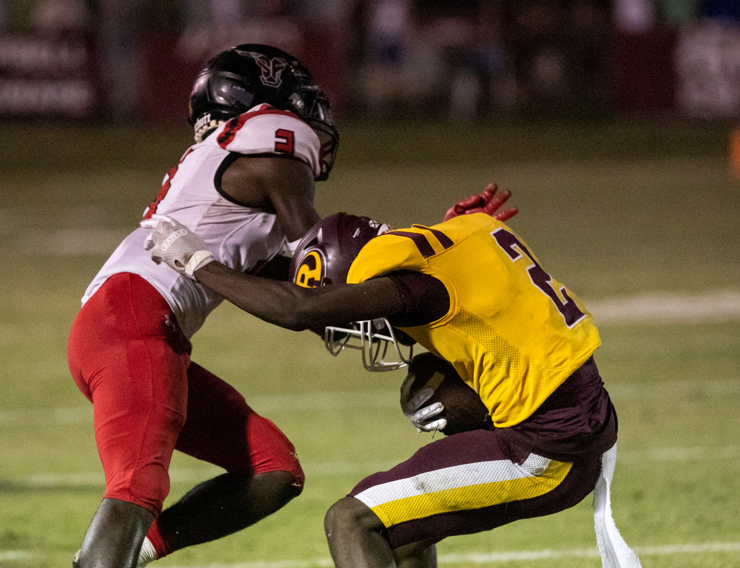 Robertsdale senior Glen Williams sheds a Spanish Fort tackler after a catch in the first half of the Golden Bears’ home region contest against the Toros Friday night. Williams scored both of the hosts’ touchdowns in the 42-13 defeat.