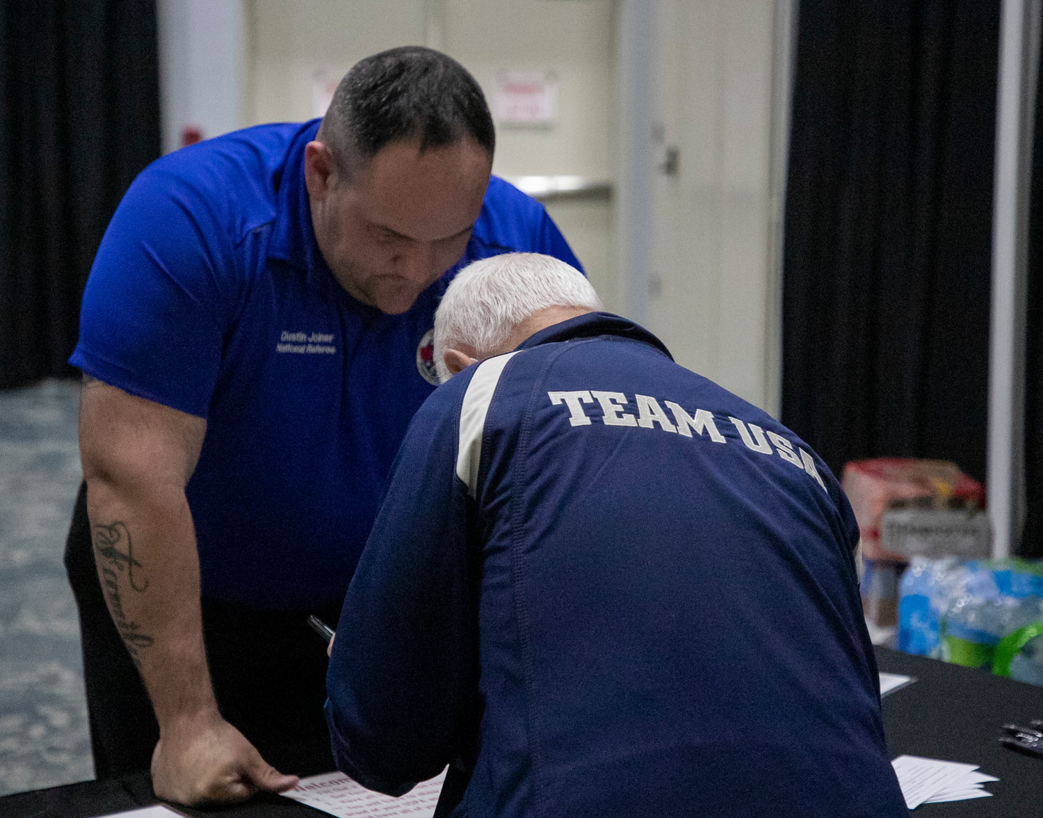 Officials meet Wednesday afternoon in preparation for the world powerlifting championships at the Orange Beach Event Center this weekend. Lifting is set to begin at 9 a.m. every day from Thursday to Sunday.