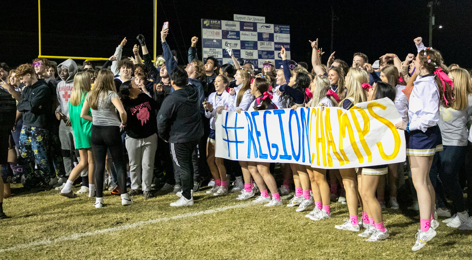 The Foley student section celebrated the Lions’ Class 7A Region 1 championship on the newly named Smith-Pigott Field at Ivan Jones Stadium after Foley’s 34-7 win over Daphne was finalized Friday night. It served as Foley’s first region crown in 15 years.