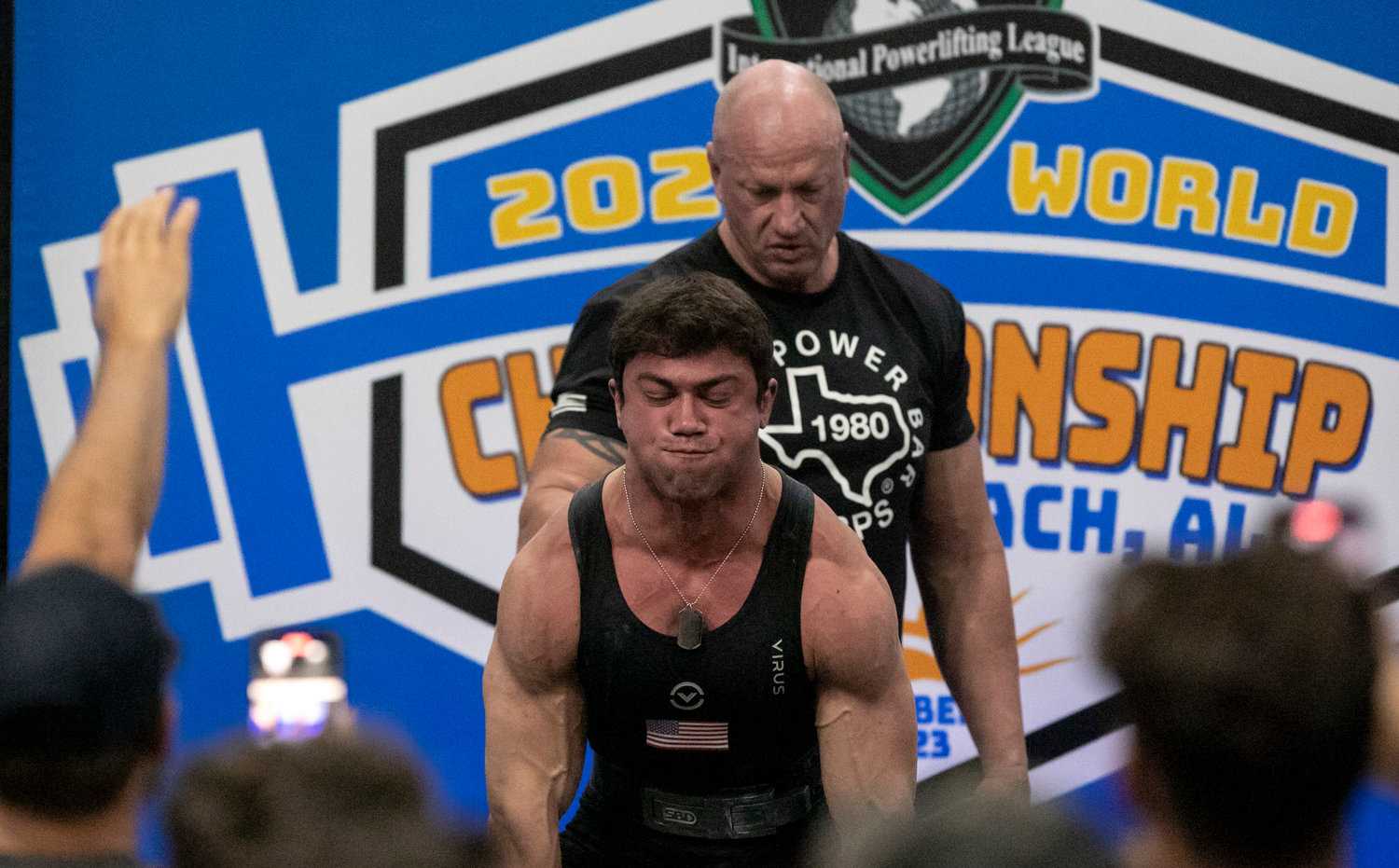 19-year-old Mcvay Stockwell pulls a world record-setting deadlift of 661.4 pounds (300 kg) on the first day of competition in the IPL’s World Championship meet at the Orange Beach Event Center Oct. 20. Originally slated to be held in Russia, the event was moved to the Alabama Gulf Coast on short notice to mark one of the top sports stories in Baldwin County this year.