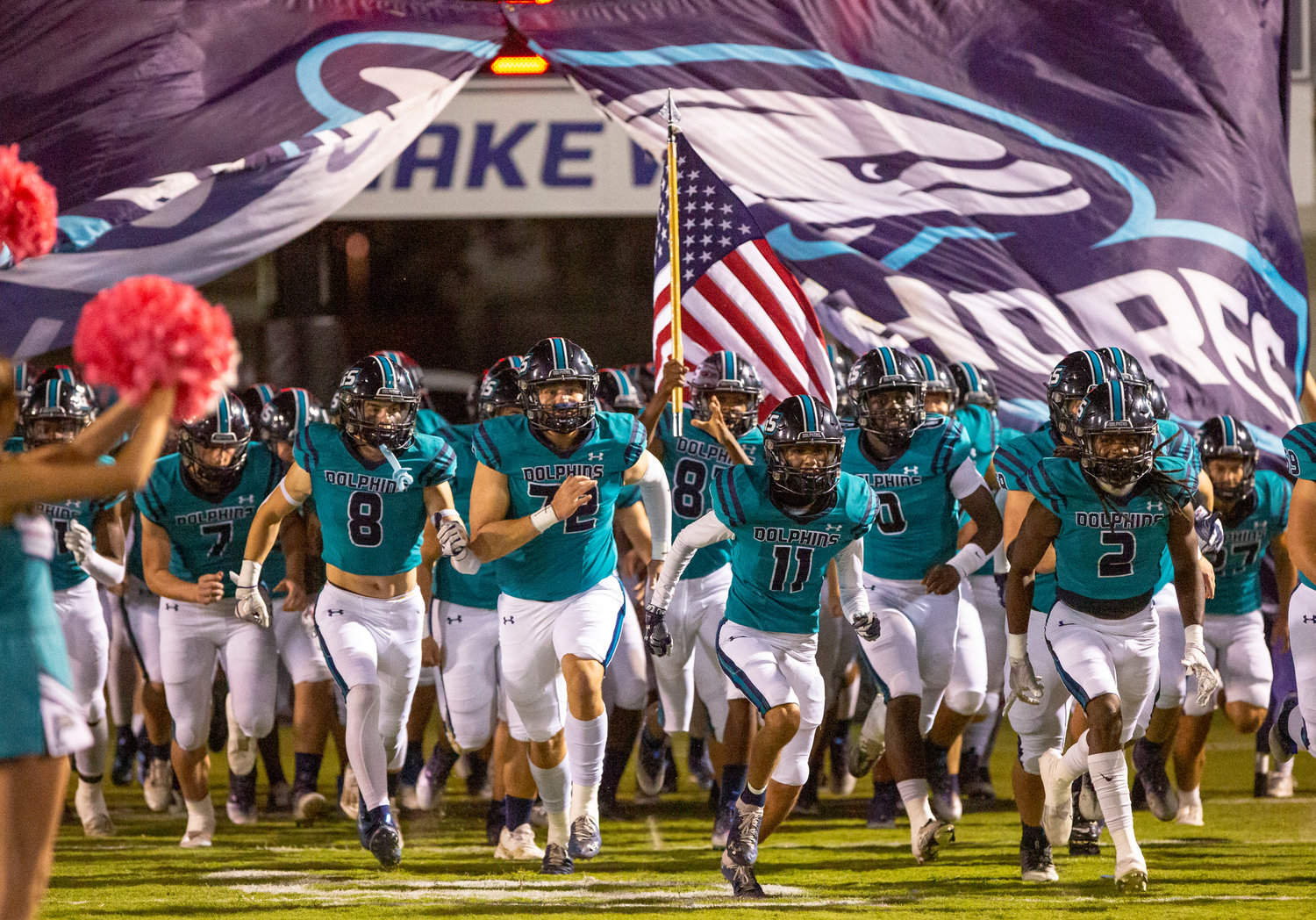 The Gulf Shores Dolphins take the field for their Class 5A Region 1 contest against the Elberta Warriors at the Sportsplex Oct. 6. The sixth-ranked Dolphins hit the road to face B.C. Rain Thursday night to help finalize the playoff teams from the group.