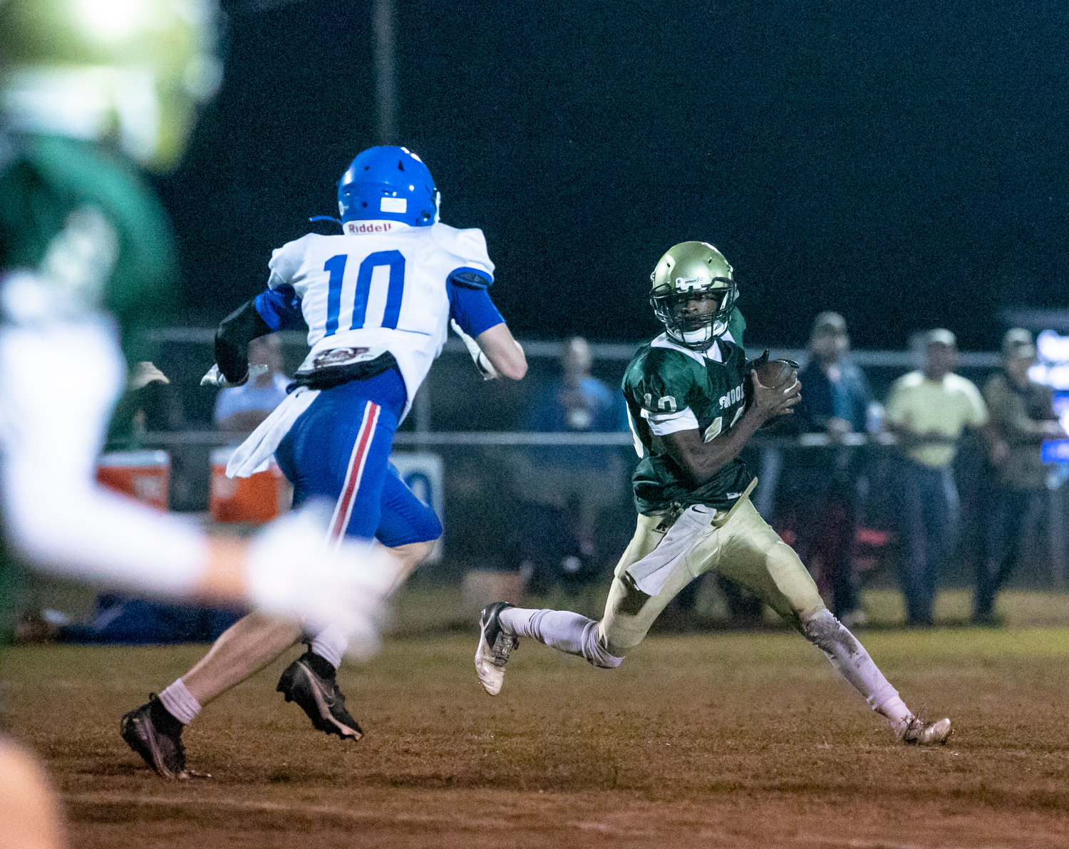 Snook senior Kareem Harris looks to change direction on a second-quarter run during the Eagles’ regular-season finale at home Friday night. Harris and the Class of 2023 helped revive the Snook Christian football program.