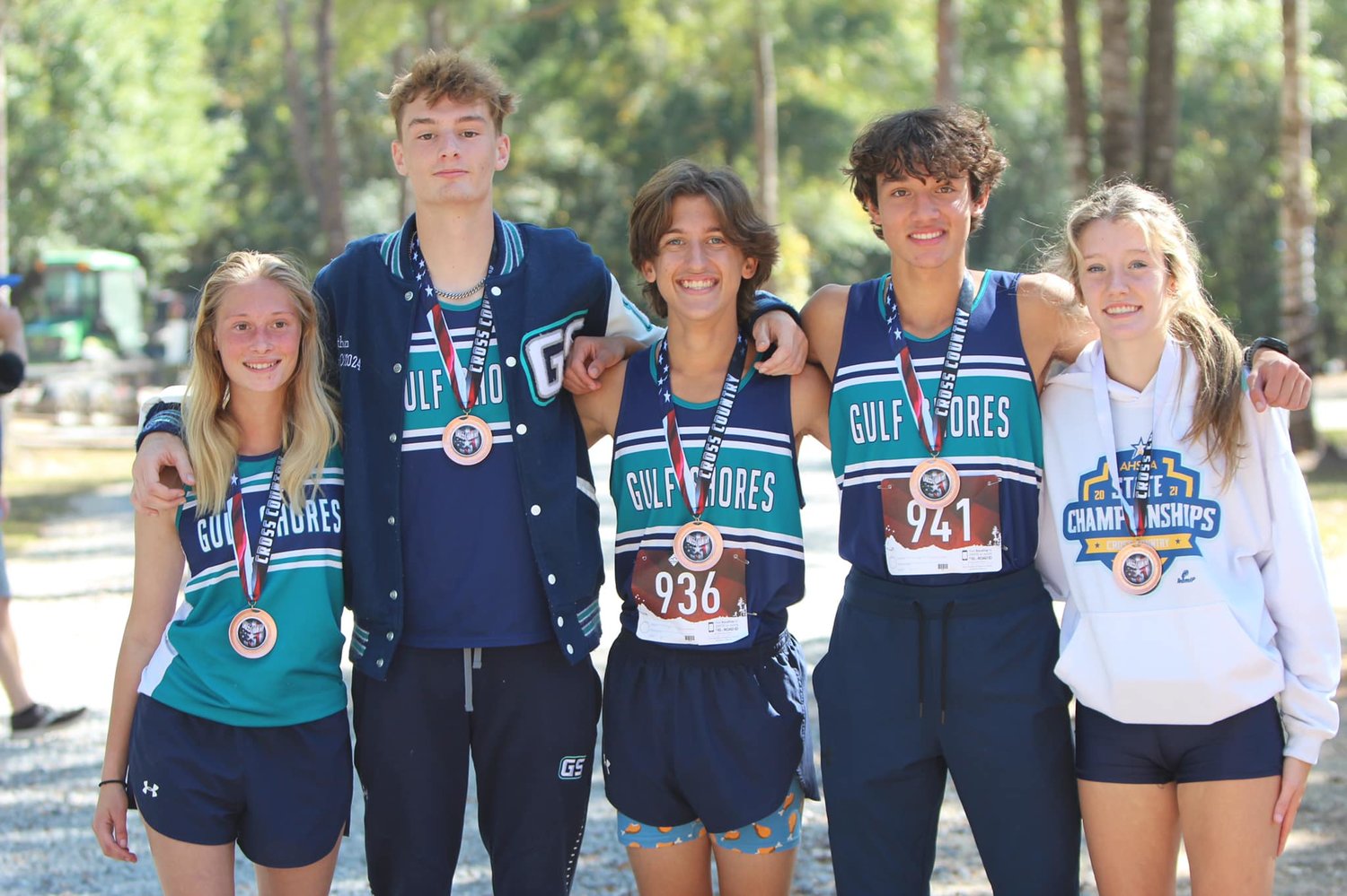 Gulf Shores had five runners record top-15 finishes at the Class 5A Section 1 Championship, including Beck Montiel, Ethan Sharkey, Daniel Dumas, Maggie Snider and Jacey Hughes. That group is among 15 Dolphins that will compete at the state championship meet this Saturday alongside 149 other runners from Baldwin County.