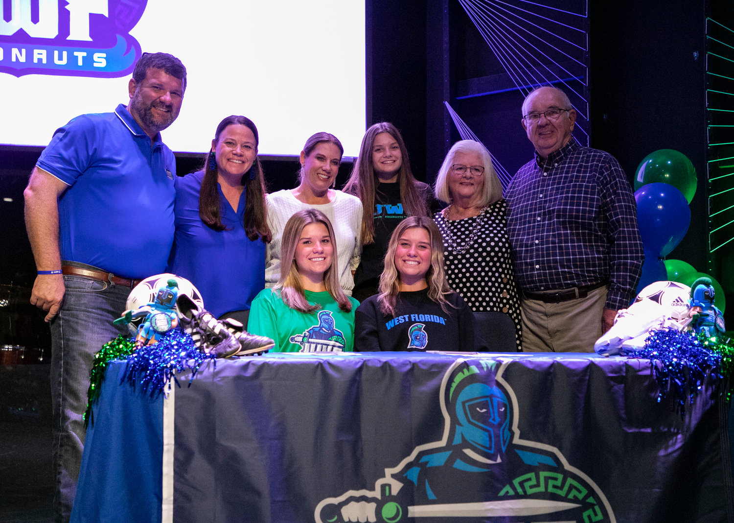 Fairhope seniors Addison and Emily Smith were joined by family in signing with the West Florida Argonauts Thursday night, Nov. 10, at 3Circle Church. The National Signing Day event cemented the twins’ verbal commitment made in August.