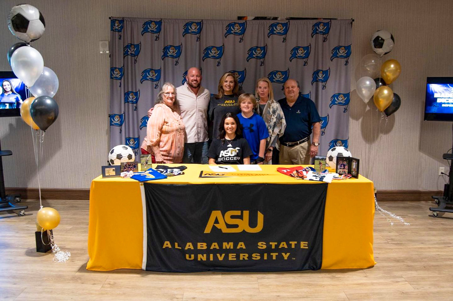 Fairhope senior defender Madeline Dicksey was joined by family in signing with the Alabama State Hornets to lock in the verbal commitment she made in August. Dicksey was part of the Pirates’ state runner-up squad from last spring and will lace up one last time for Fairhope.