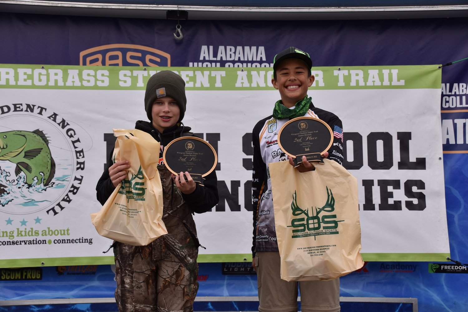 Kipton Hall and Wyatt Parker took second place in the individual standings of the Nov. 19 tournament on Lake Eufaula in the season finale of the Wiregrass Student Angler Trail. Their five fish weighed in at 7.29 total pounds.