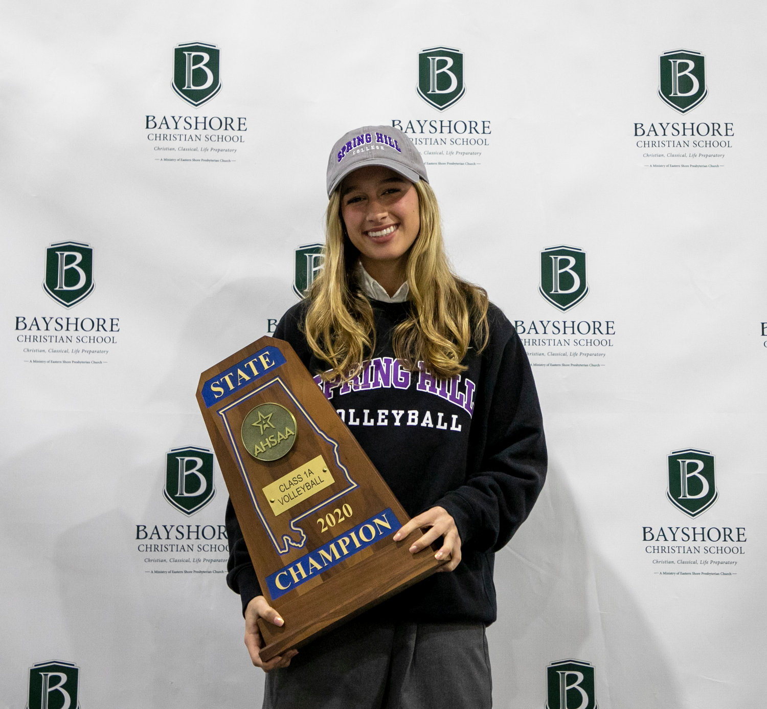 Ashlyn Whiteside, a member of Bayshore Christian School’s 2020 state championship squad and a two-time all-state honoree, locked in her pledge to the Spring Hill Badgers during Wednesday’s signing ceremony at the school. Whiteside marked the third Eagle volleyball player to sign with a college team.