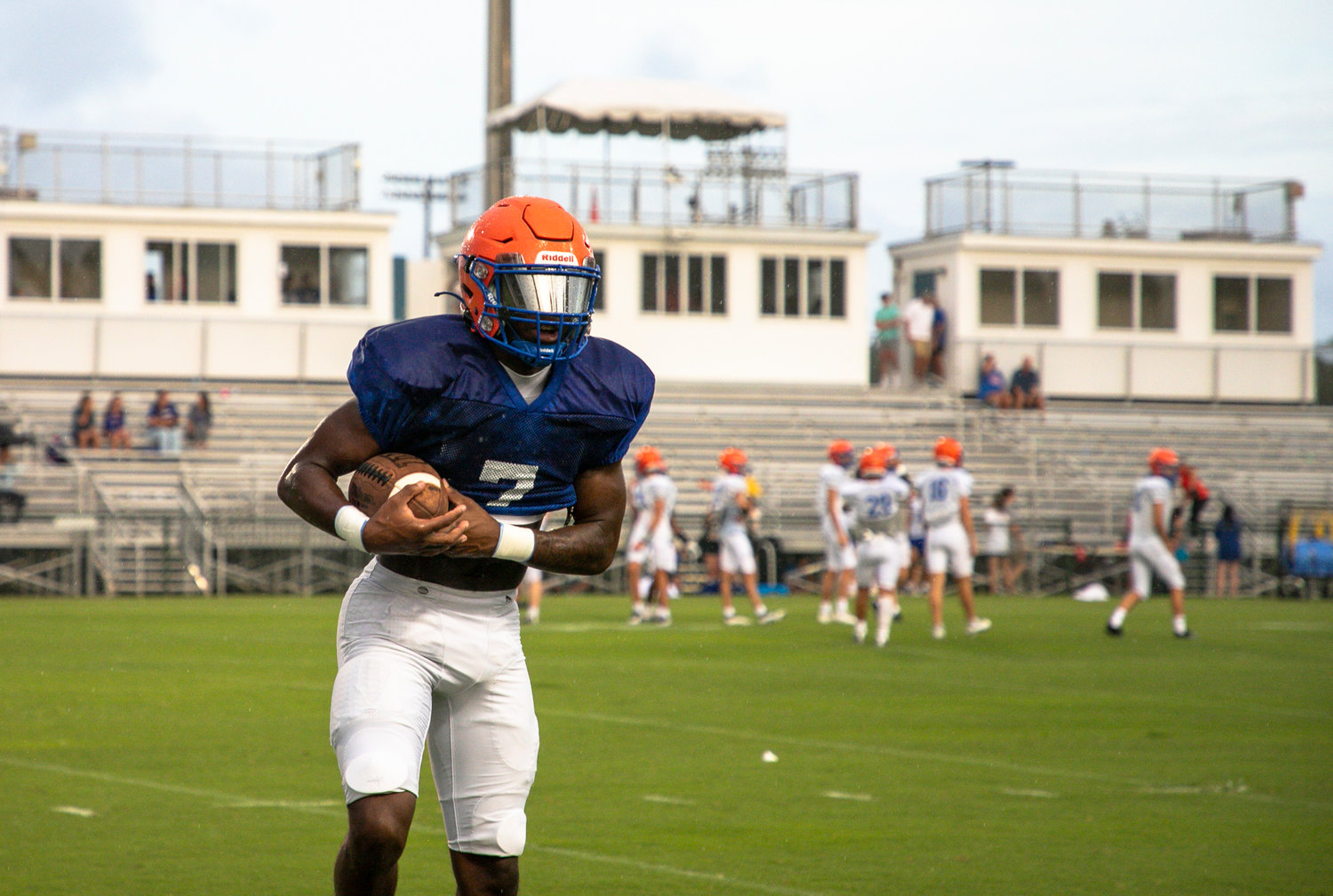 Orange Beach senior Chris Pearson goes through warmups ahead of the Meet the Makos intrasquad scrimmage at the Sportsplex Aug. 12. Pearson announced his recruitment as reopened after he decommitted from the UAB Blazers Wednesday, Nov. 30.