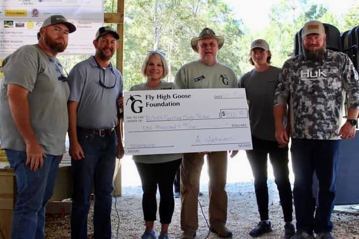 The Fly High Goose Foundation made a $1,000 donation to the Baldwin County High School Sporting Clays team. Amber & Kelly Johnson presented the donation to coaches Jason Crysell, Gayland Hadley, Billy Roberts and team member Reed Roberts.