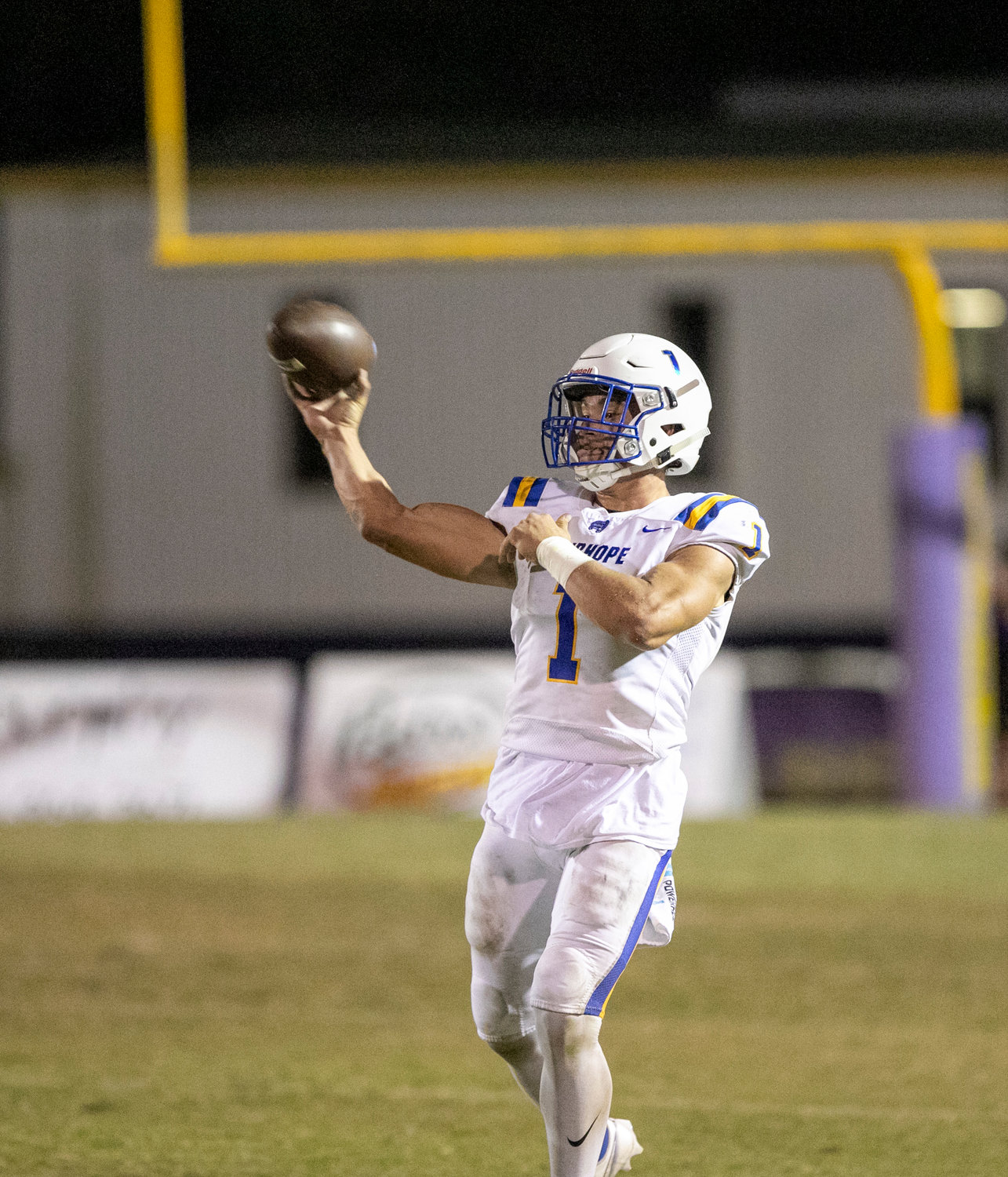 Fairhope senior Caden Creel launches a throw downfield during the Pirates’ Class 7A Region 1 game against the Daphne Trojans at Jubilee Stadium Oct. 7. Creel announced his commitment to the Jacksonville State Gamecocks Thursday, Dec. 8.