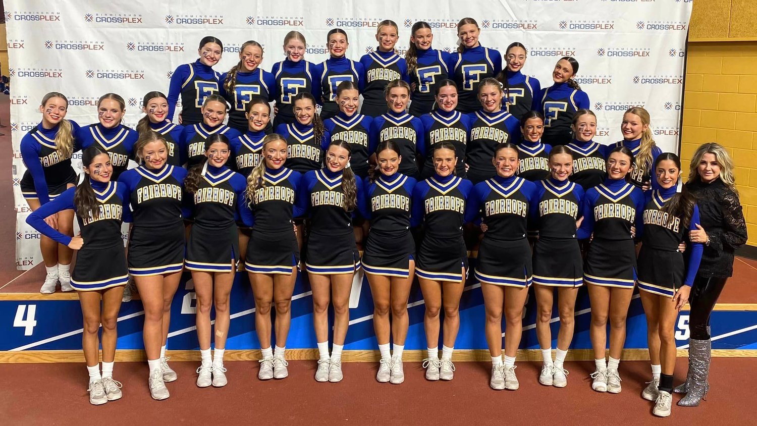 The Fairhope Pirates took on the AHSAA state cheerleading championships as the Class 7A South Regional Champion in the game day division. At the state meet, Fairhope tied for fourth against the best in Alabama.