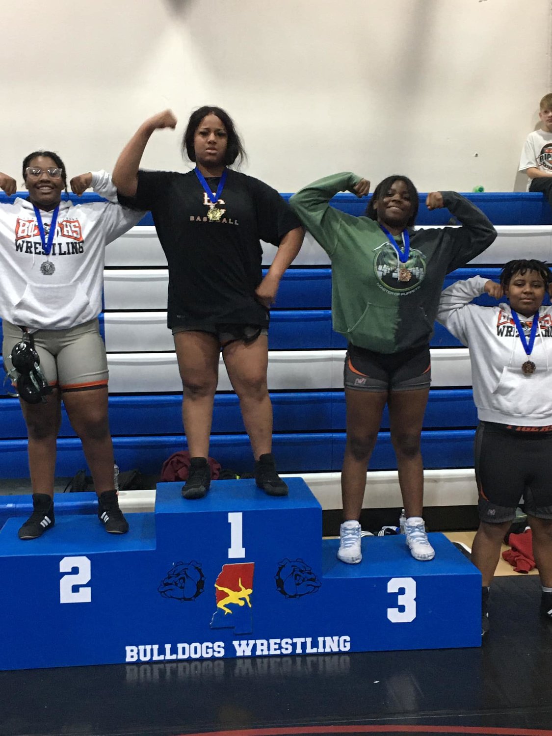 Baldwin County wrestlers swept the top four spots of the 235-pound varsity division from the Bulldog Brawl in Vancleave, MS last Friday, Dec. 16. Tamara Reed won the bracket in front of Meagan Portis in second, Jessinia Jones in third and Ameria Brooks in fourth.
