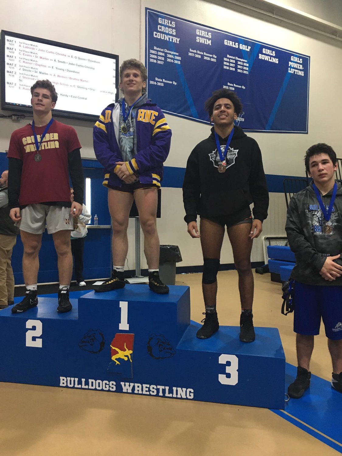 Baldwin County was represented by Cameron Benetiz who recorded a third-place finish in the 160-pound varsity division that was part of six podium finishes from the Bulldog Brawl in Vancleave, MS last Friday, Dec. 16.