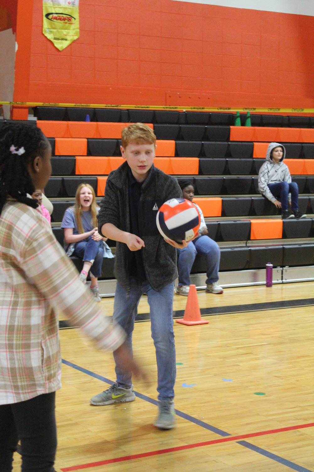 Fourth, fifth and sixth graders put their volleyball fundamentals to the test during Bay Minette Elementary School’s volleyball superbowl before Christmas break in physical education.