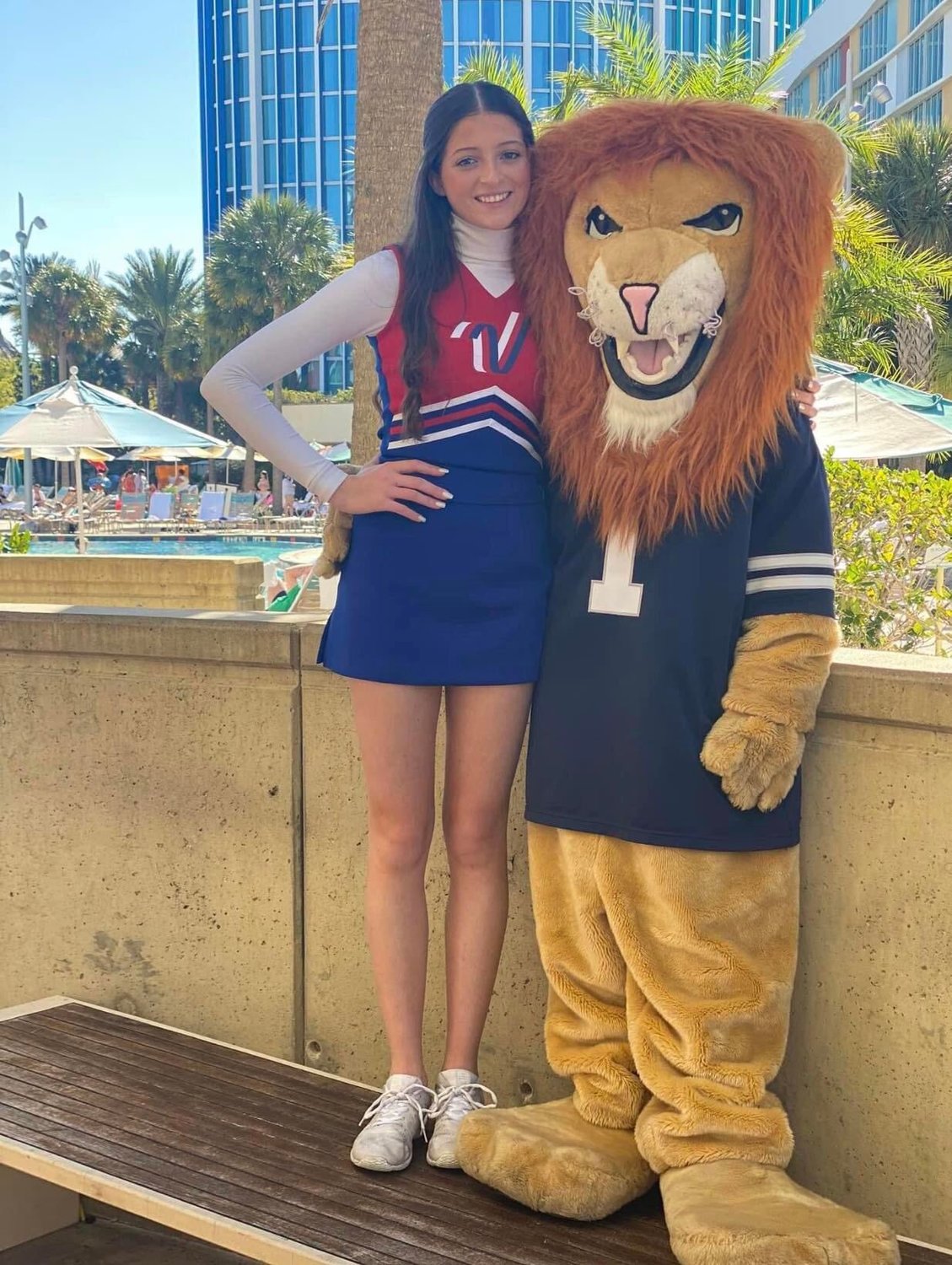 Fairhope’s Michelle Bossard and Foley’s Leo the Lion (Laylah Therrell) grew up childhood friends and both represented their high school squads in Orlando at the Jan. 2 Citrus Bowl at Camping World Stadium. The pair were All-American honorees by the Universal Cheerleading Association.