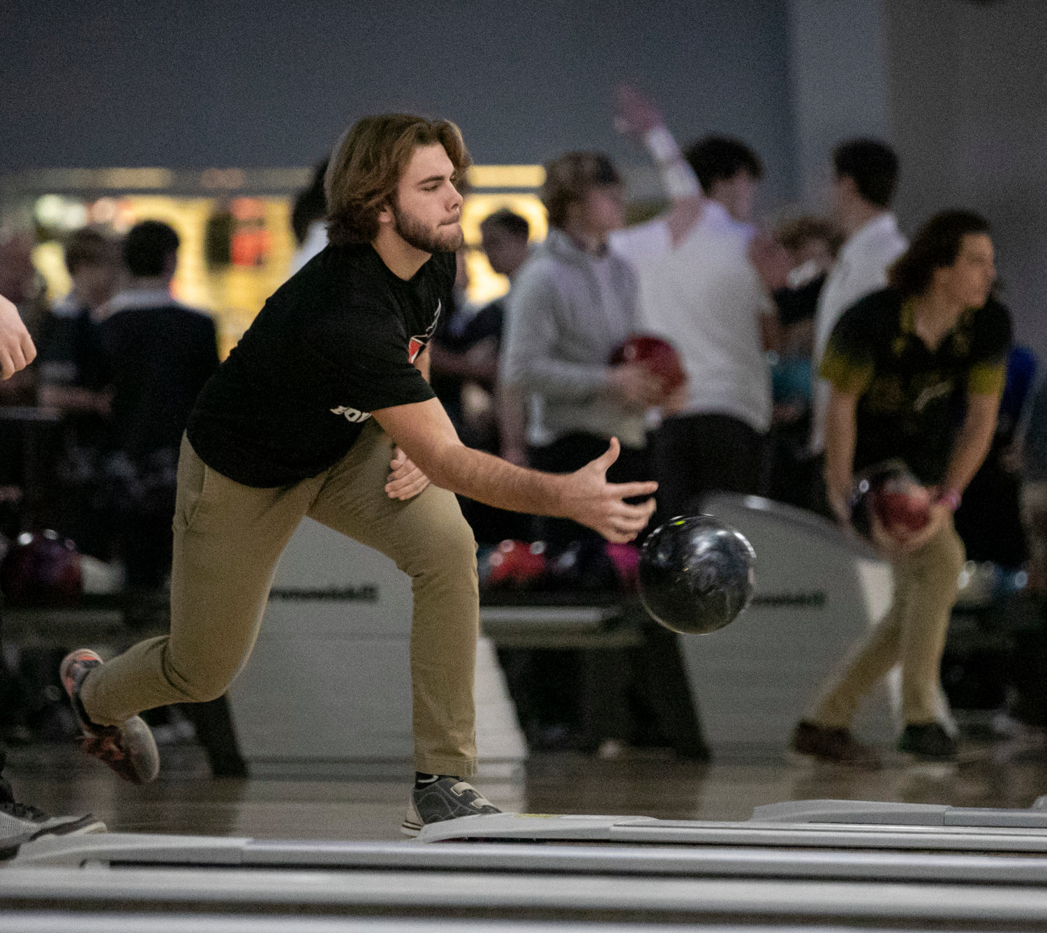 Spanish Fort's Anthony Passarelli rolls an attempt during Thursday’s qualifying round of the AHSAA South Regional bowling tournament at Eastern Shore Lanes. Passarelli and the Toros were one of four local teams to earn a spot in the top half of tomorrow’s single-elimination bracket with a trip to state on the line.