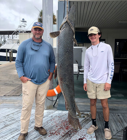 Keith and Huntley Dees had to travel to Orange Beach Marina to have the fish weighed on certified scales.
