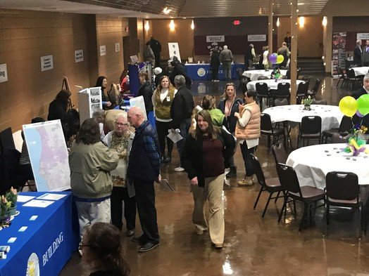 Residents talk to Fairhope city employees during the State of the City event. The annual event was held Thursday, Jan. 26 at the Fairhope Civic Center.