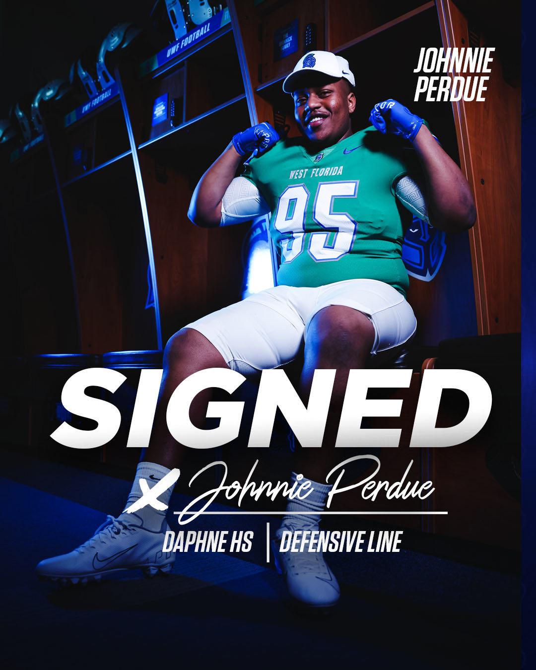 Daphne’s Johnnie Perdue signed his National Letter of Intent to join the West Florida Argonauts as part of Feb. 1’s National Signing Day. Perdue collected 201 tackles and 17 sacks over his Trojan career.