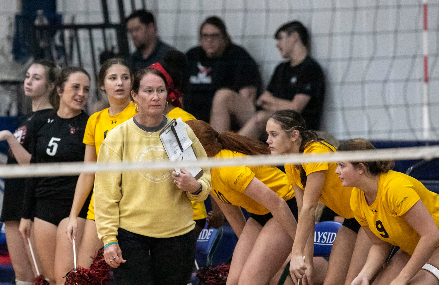 Spanish Fort head coach Gretchen Boykin watches her Toros battle the Robertsdale Golden Bears in the first-round match of the Class 6A Area 2 Tournament at Bayside Academy Oct. 13, 2022. Boykin was named head coach of the South All-Stars for the AHSAA North-South All-Star match set for July.
