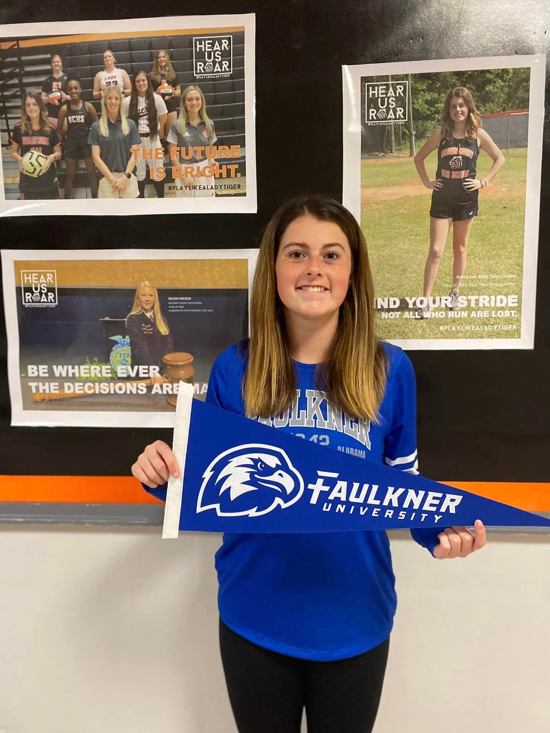 The newest Faulkner University cross country signee is four-time state qualifier from Baldwin County High School, Kailee Cox. After she became only the fourth female runner to compete in four state meets, Cox became the Tigers’ first female cross country runner to join the college ranks.